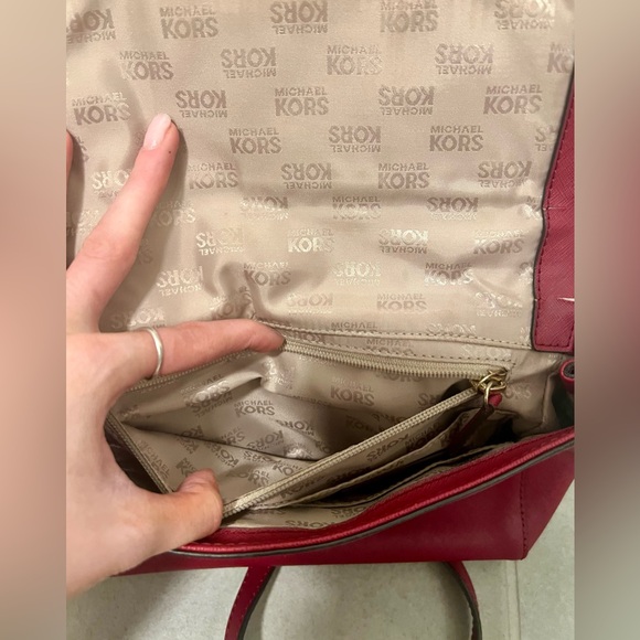 Michael Kors Studded Handbag | Red and Gold - Picture 7 of 16